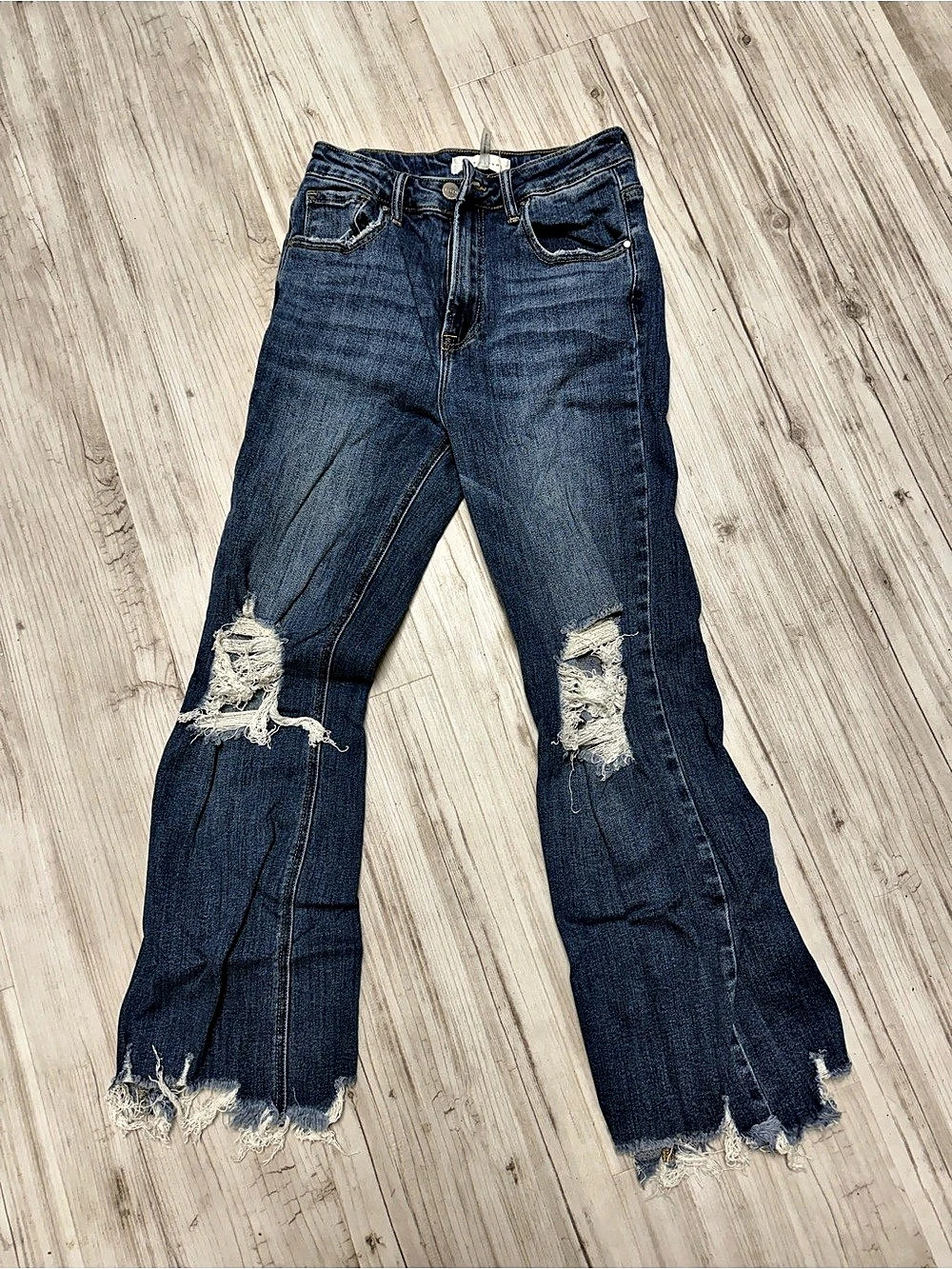 Risen Jeans flare Distressed Jeans Waist 27 Blue